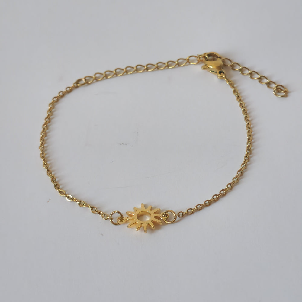 18K Gold Dainty Minimalist Sun Anklet Ankle Bracelet Celestial Womens Jewelry