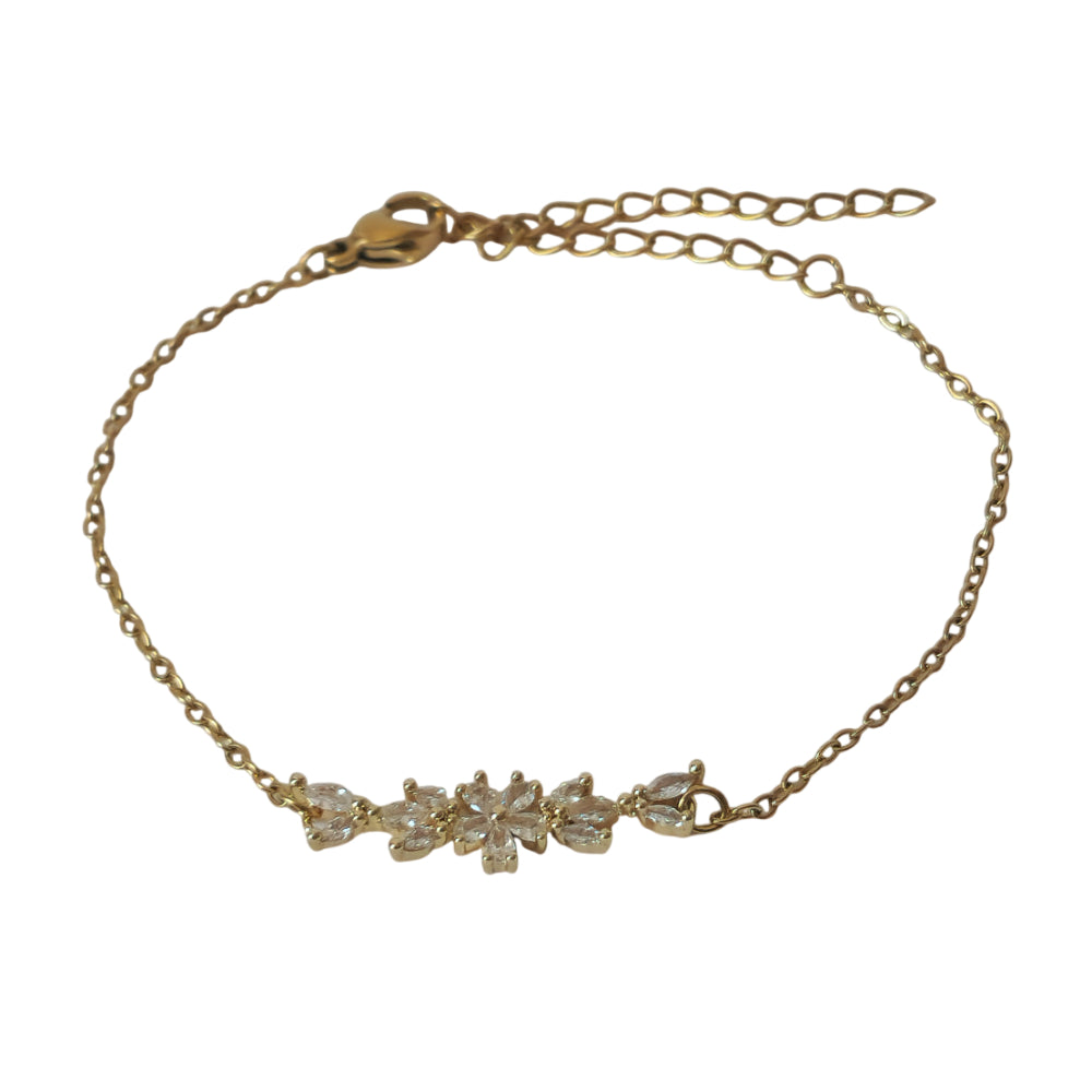 18K Gold Dainty Minimalist Flower Anklet Ankle Bracelet Womens Summer Jewelry