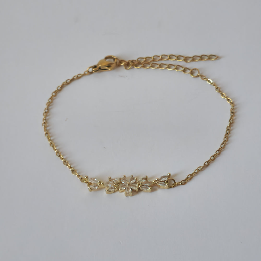 18K Gold Dainty Minimalist Flower Anklet Ankle Bracelet Womens Summer Jewelry