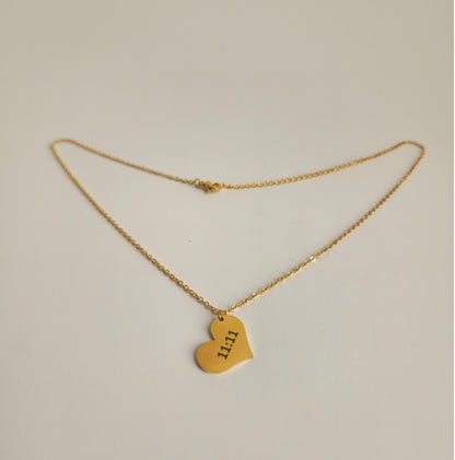Gold 11:11 Heart Necklace