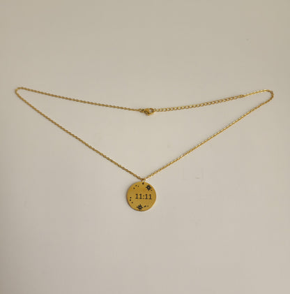 Gold 11:11 Stars Coin Necklace