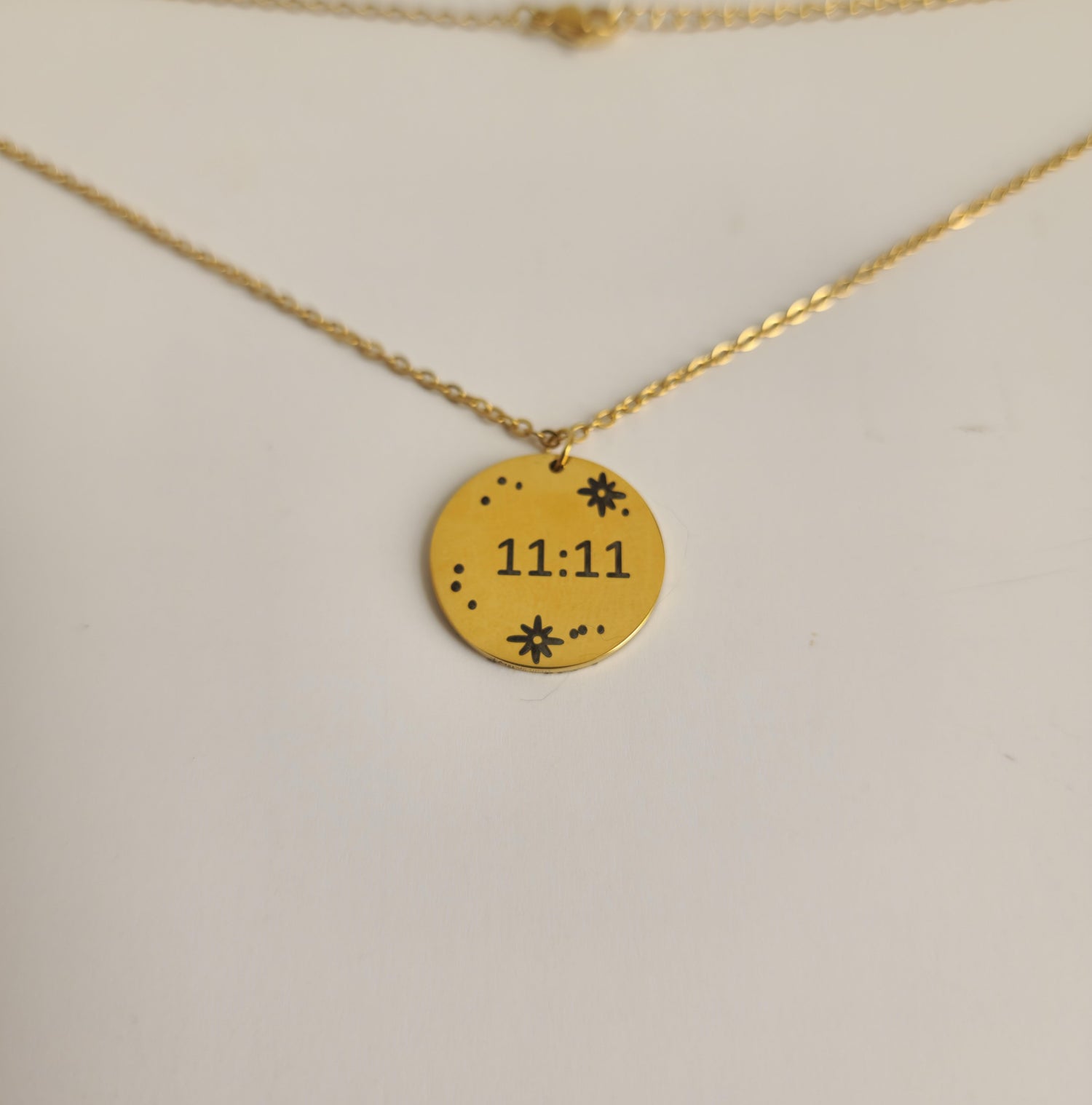 Gold 11:11 Stars Coin Necklace