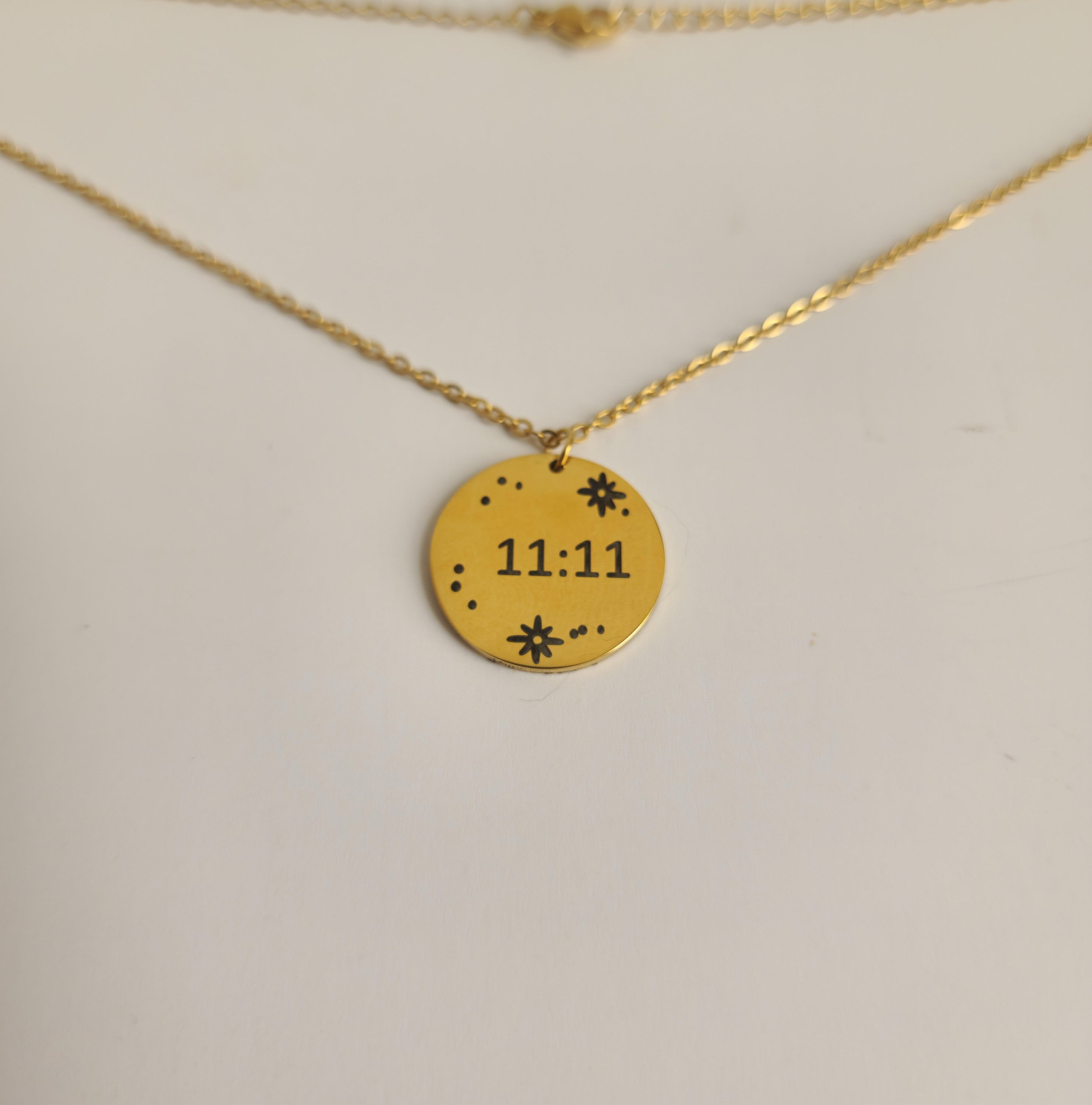 Gold 11:11 Stars Coin Necklace