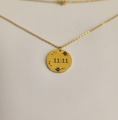 Gold 11:11 Stars Coin Necklace
