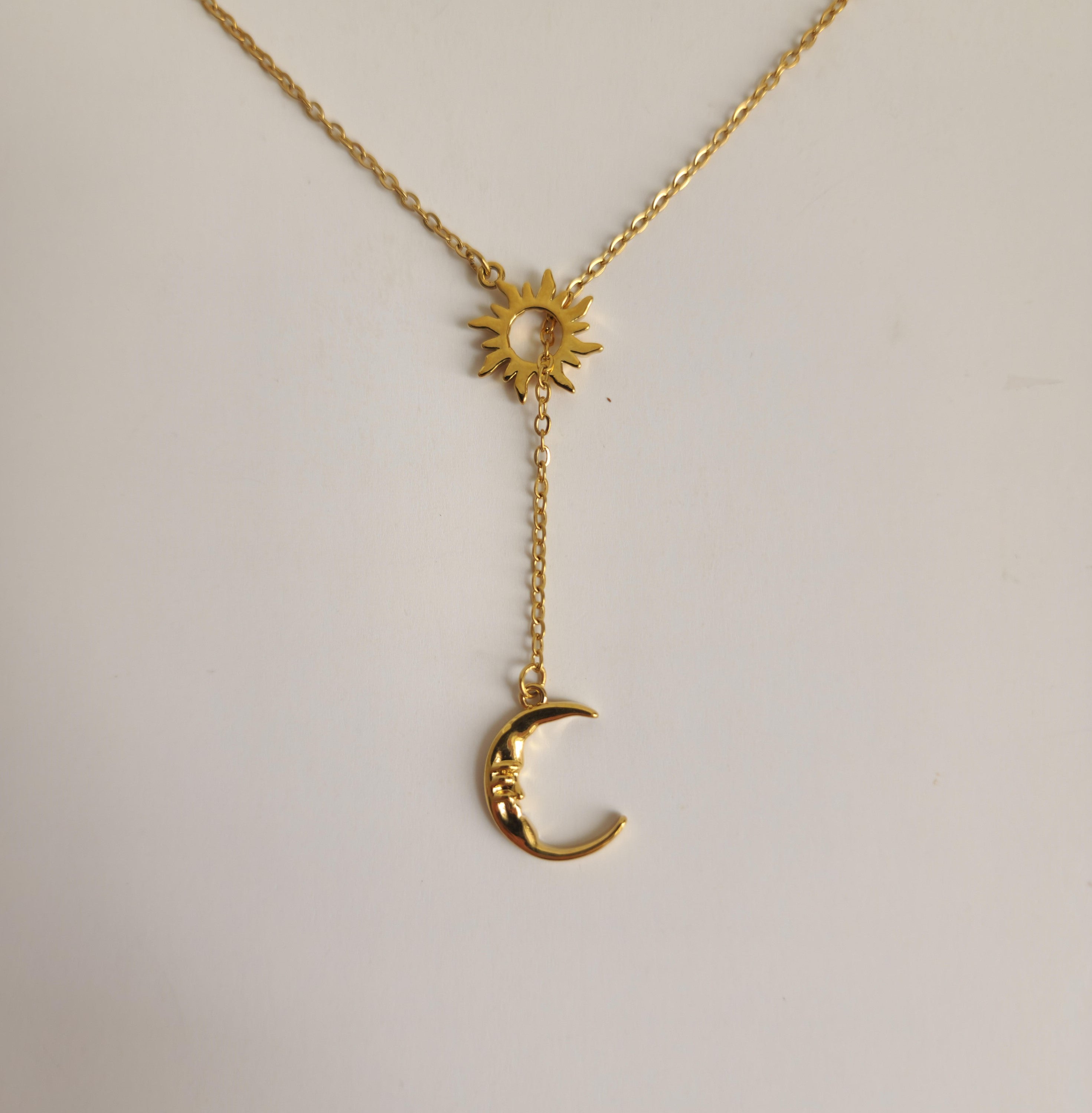 Sun &amp; Moon Y Gold Necklace