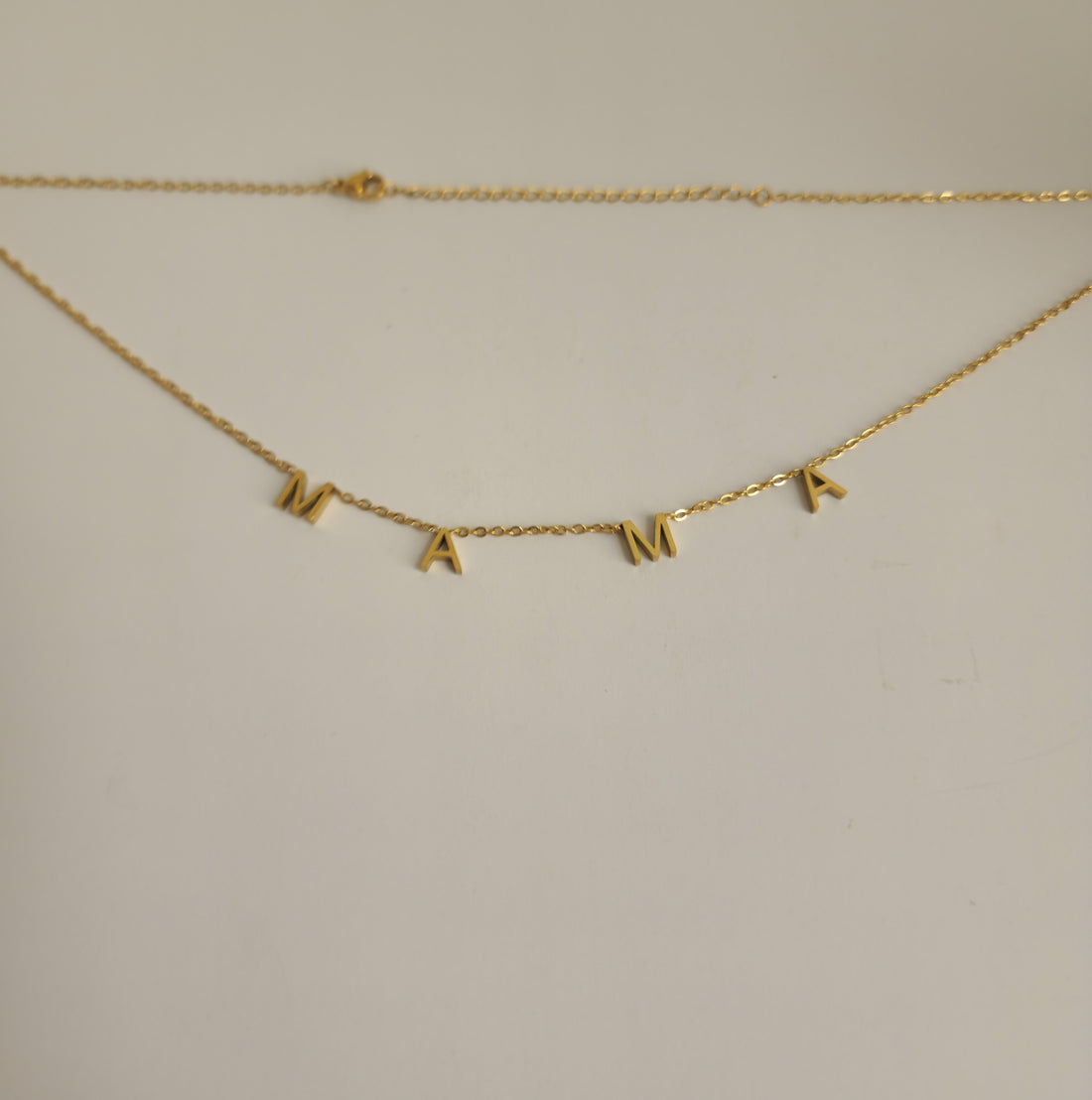 18K Gold Mama Necklace Dainty Minimalist Choker Women&