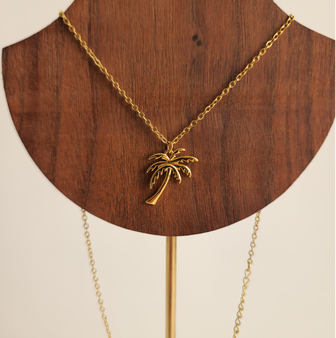 18K Gold Palm Tree Necklace Dainty Minimalist Tropical Nature Women&