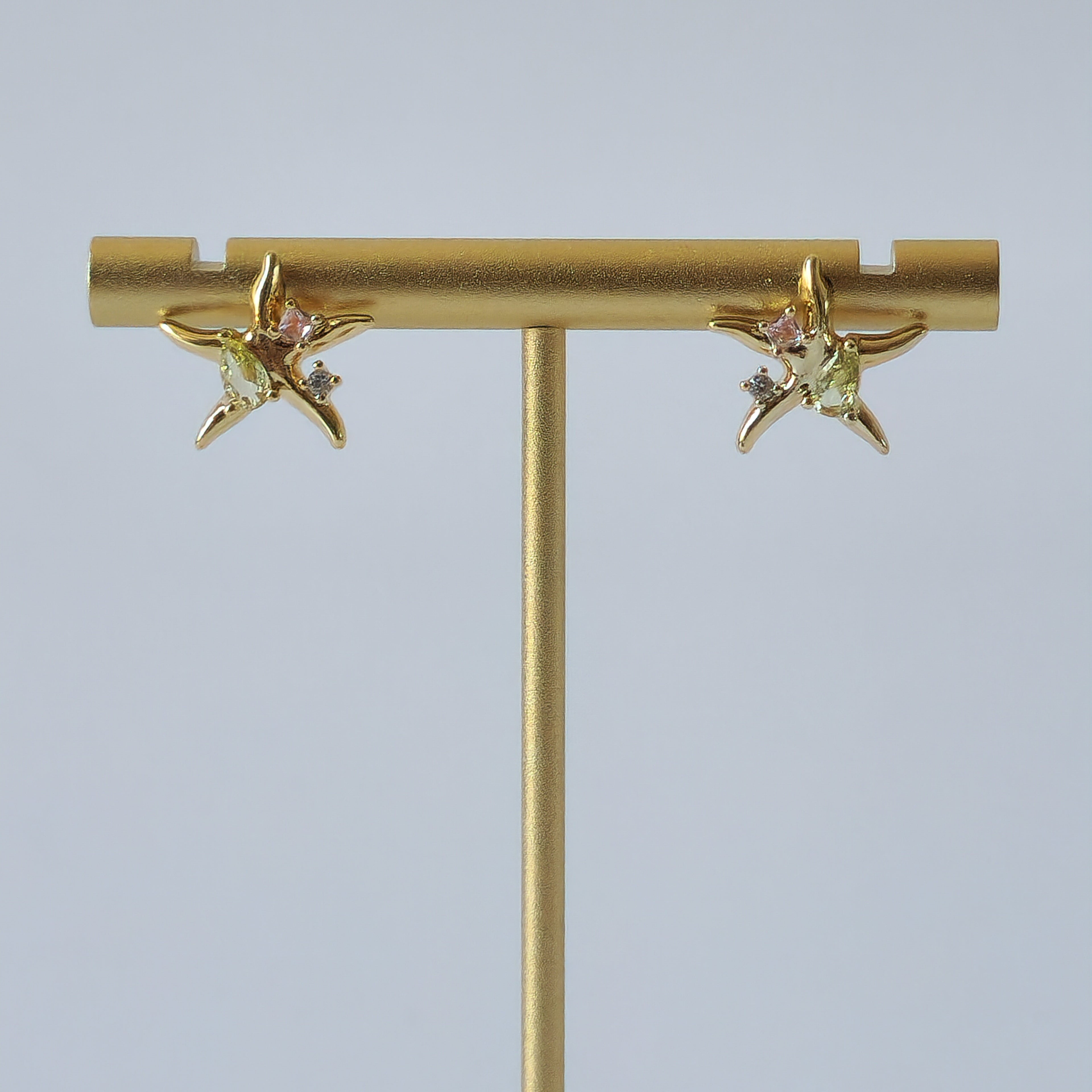 Gold Abstract Star Studs