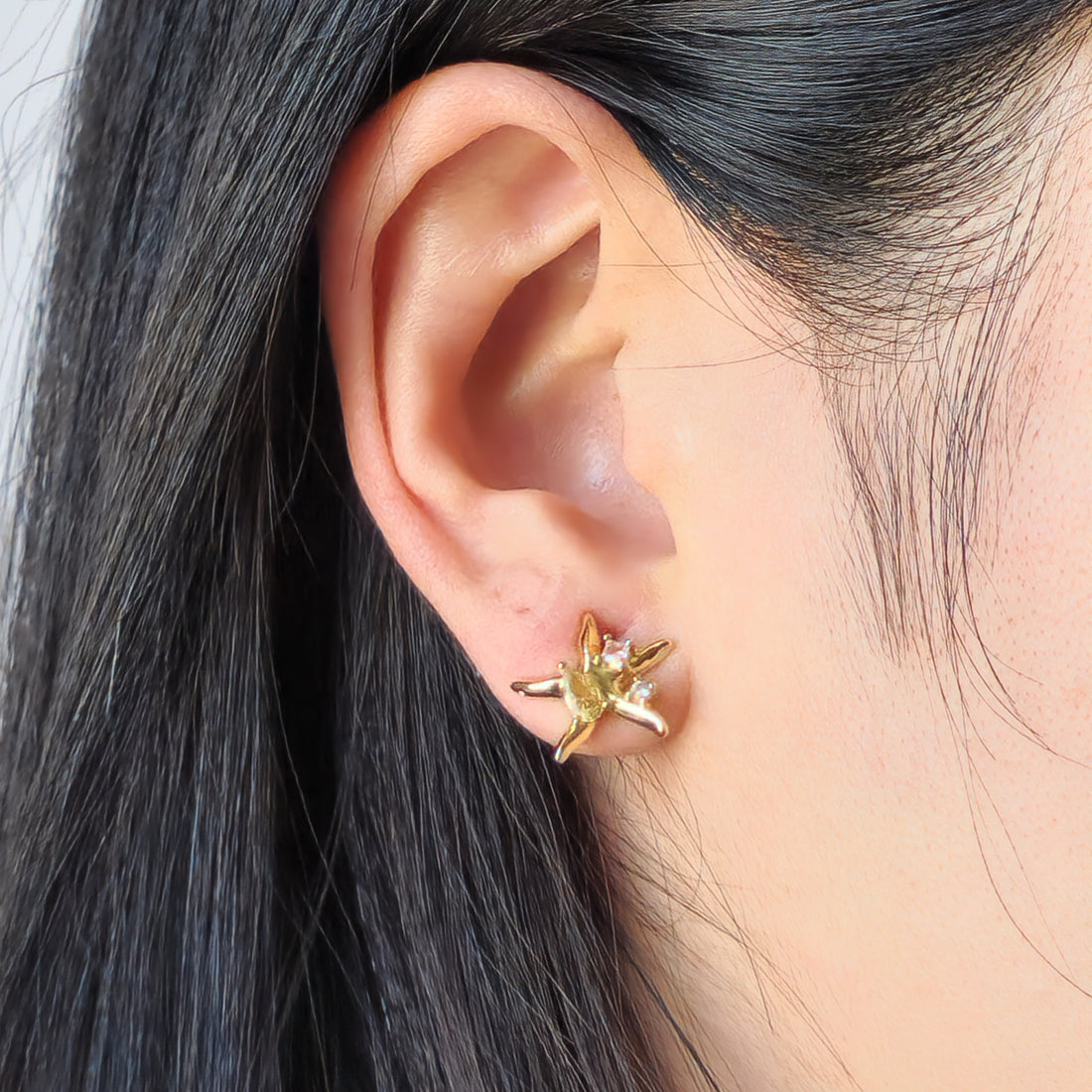 Gold Abstract Star Studs