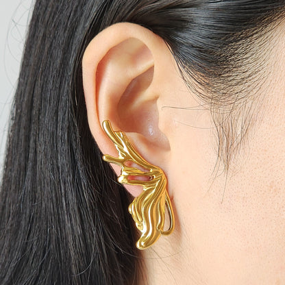 Gold Abstract Wings Studs