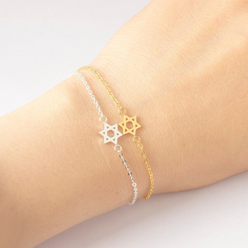 Star of David, 18K Gold Jewish Bracelet, Dainty Minimalist Accessories, Delicate Handmade Jewelry for Women, Gift for Her