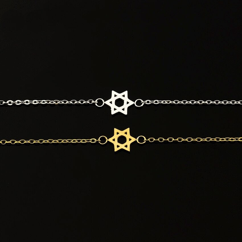 Star of David, 18K Gold Jewish Bracelet, Dainty Minimalist Accessories, Delicate Handmade Jewelry for Women, Gift for Her