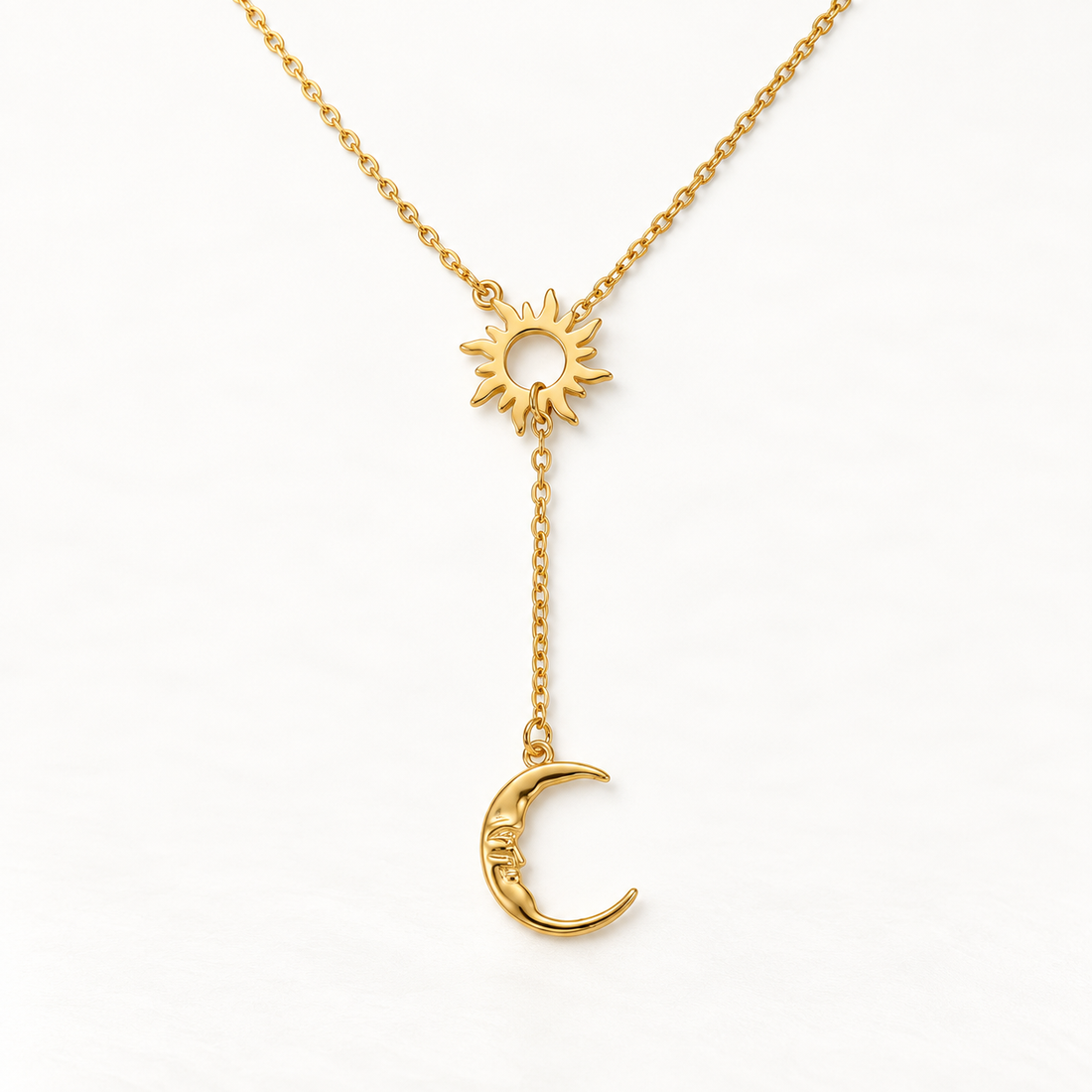 Sun &amp; Moon Y Gold Necklace