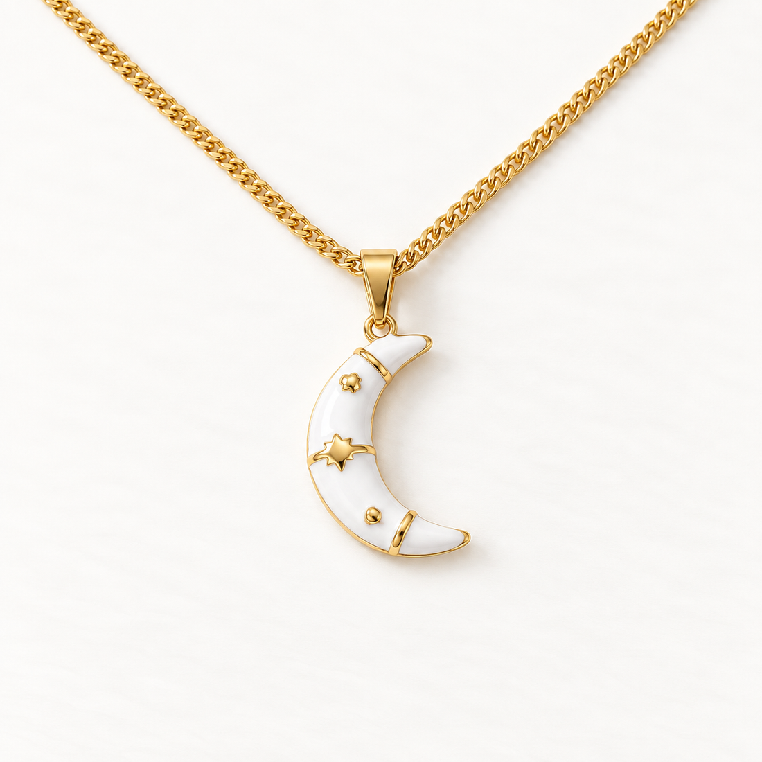 Enamel Moon Gold Necklace