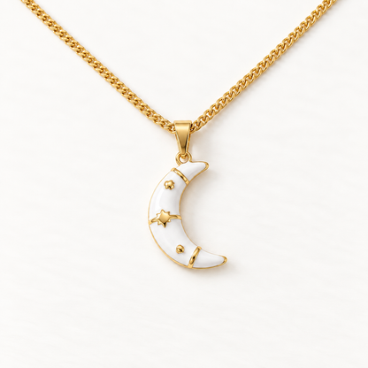 Enamel Moon Gold Necklace