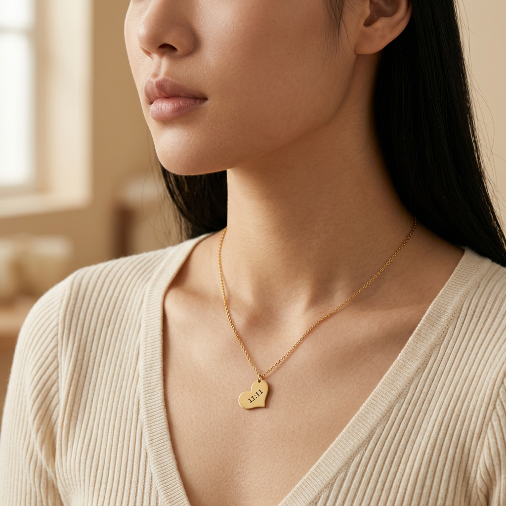 11:11 Heart Gold Necklace