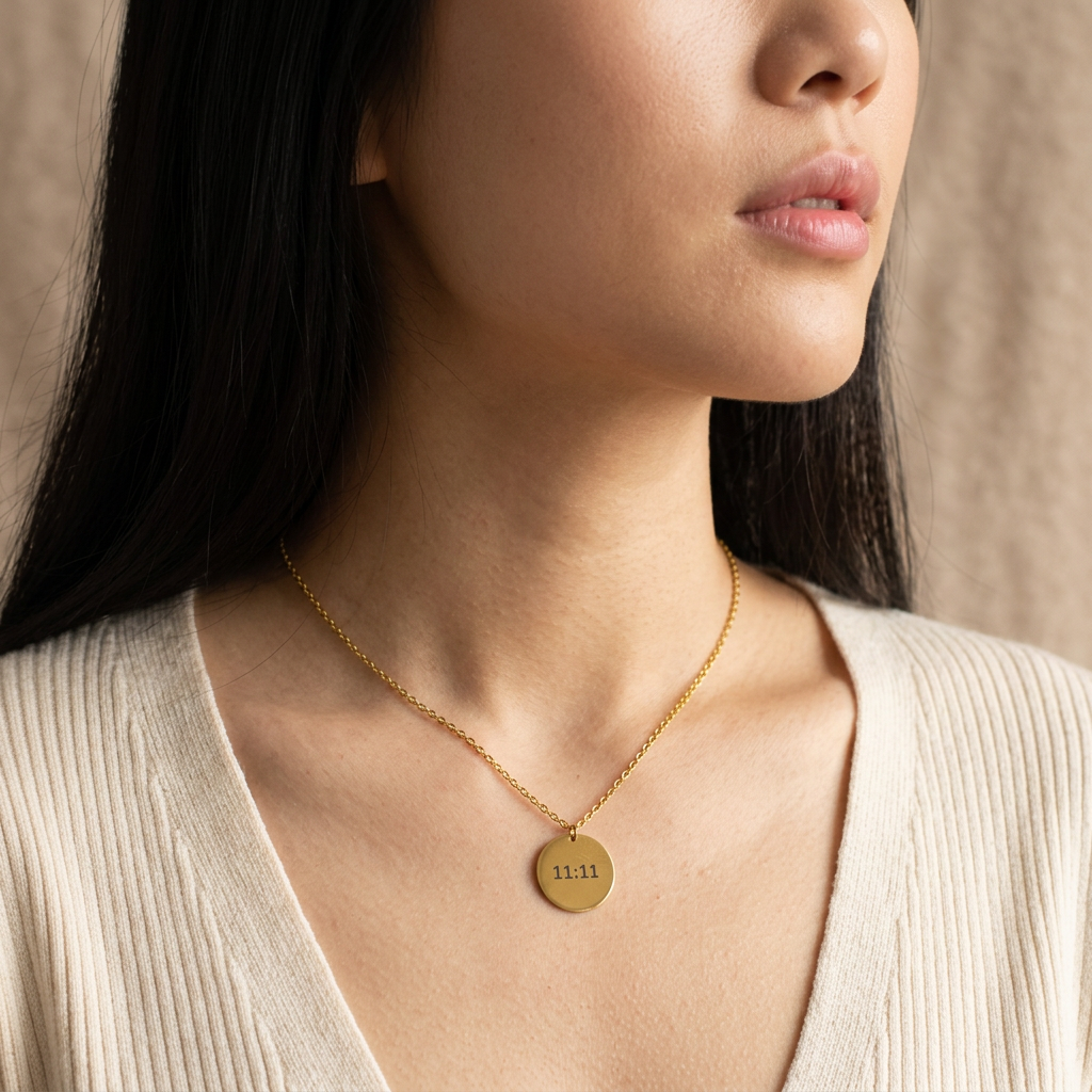 11:11 Coin Gold Necklace