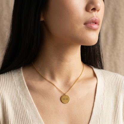 11:11 Coin Gold Necklace