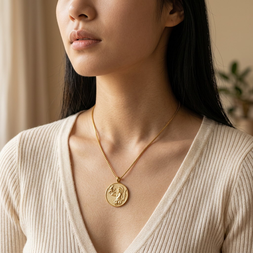Athena Coin Gold Necklace