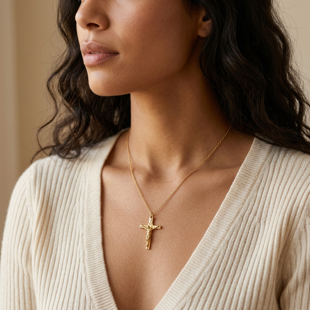 Jesus Cross Gold Necklace