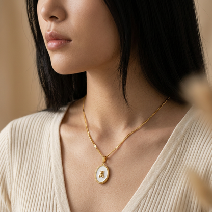 Enamel Teddy Bear Gold Necklace