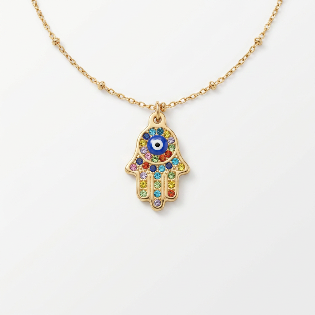 Evil Eye Hamsa Gold Necklace