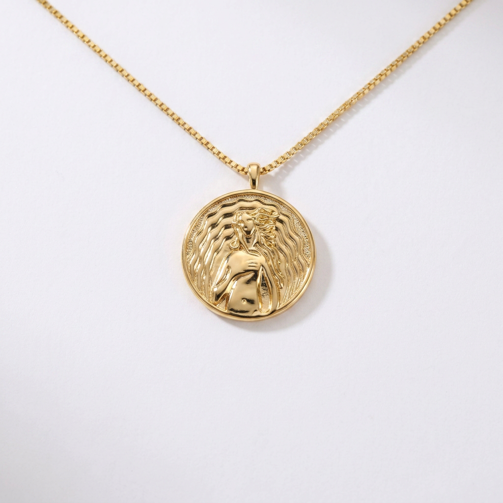Aphrodite Coin Gold Necklace