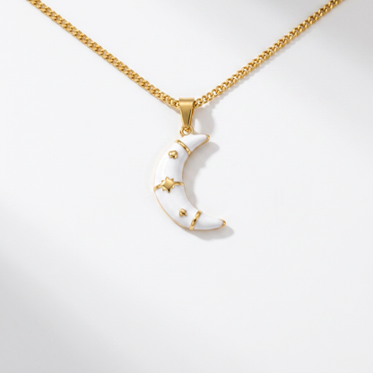 Enamel Moon Gold Necklace