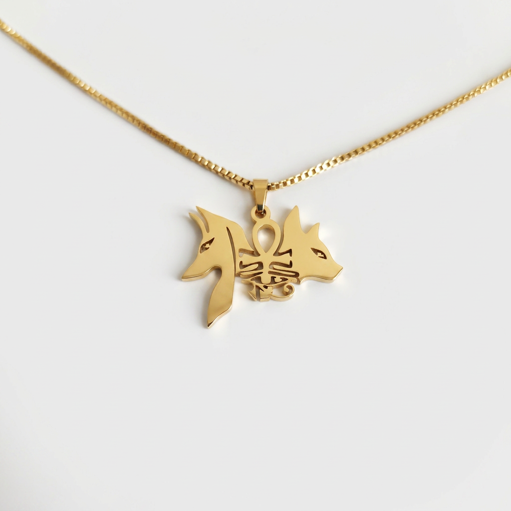 Anubis Ankh Gold Necklace