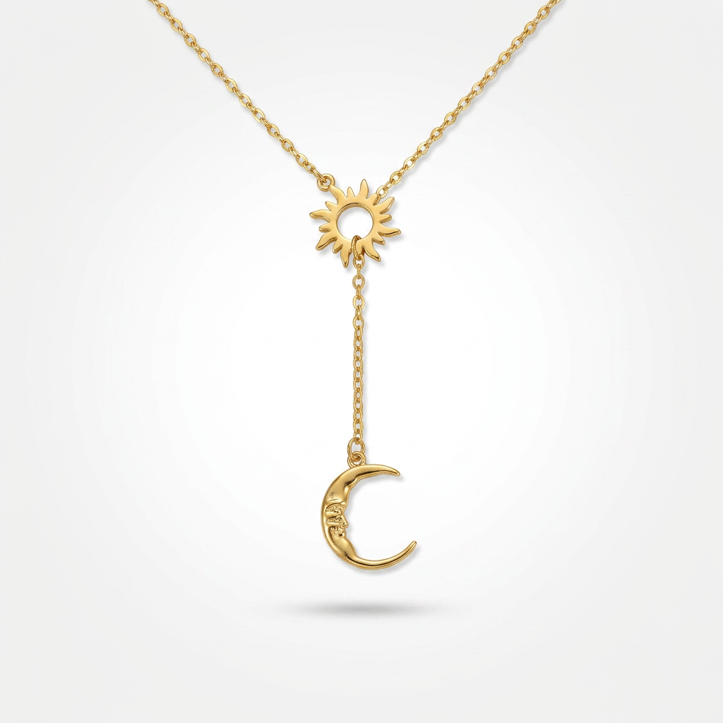 Sun &amp; Moon Y Gold Necklace