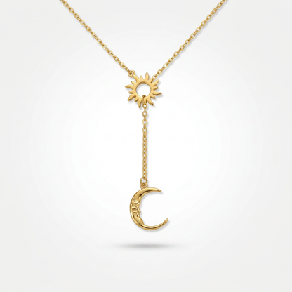 Sun &amp; Moon Y Gold Necklace