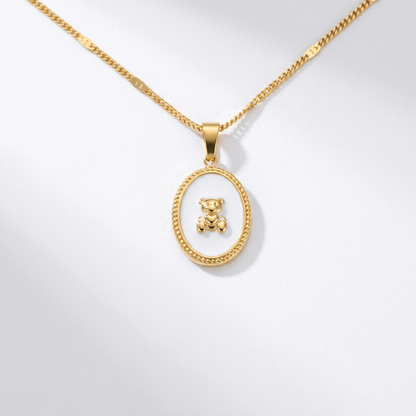 Enamel Teddy Bear Gold Necklace