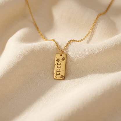 11:11 Star Gold Bar Necklace