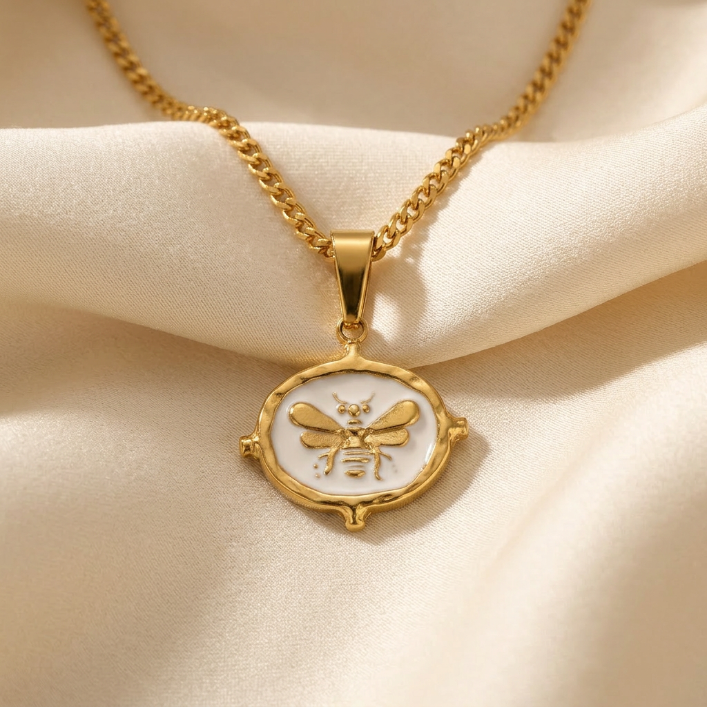 Enamel Bumblebee Gold Necklace