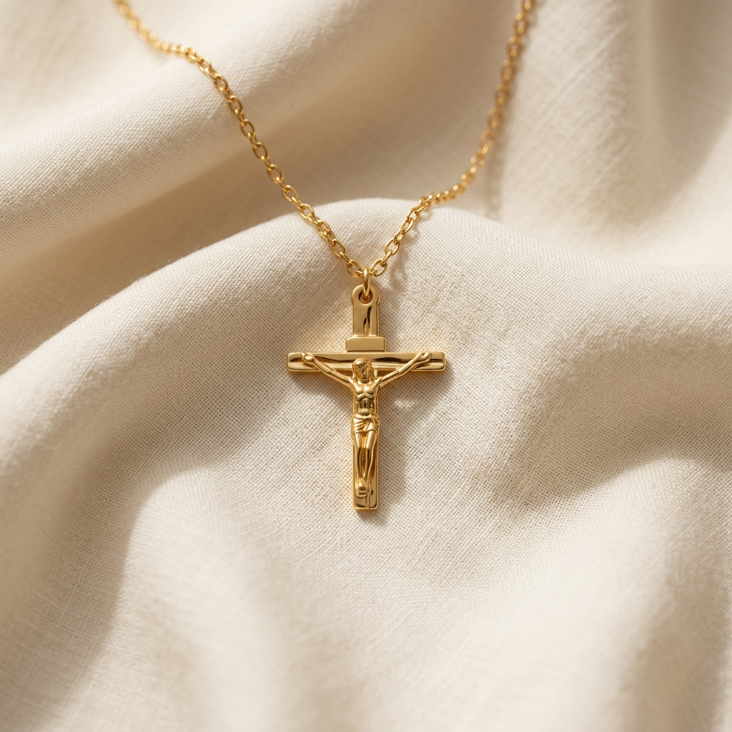 Jesus Cross Gold Necklace
