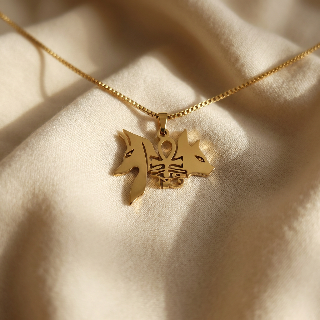 Anubis Ankh Gold Necklace
