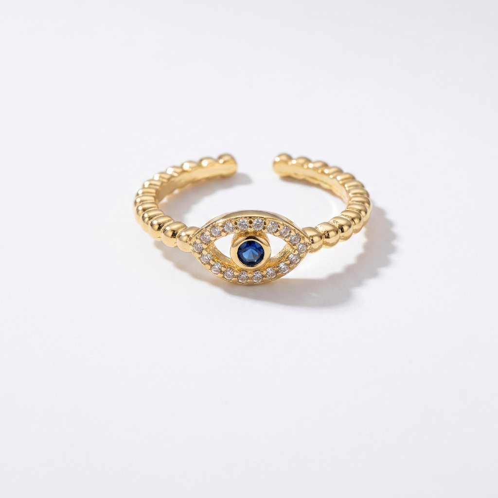Crystal Evil Eye Gold Ring