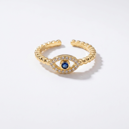 Crystal Evil Eye Gold Ring