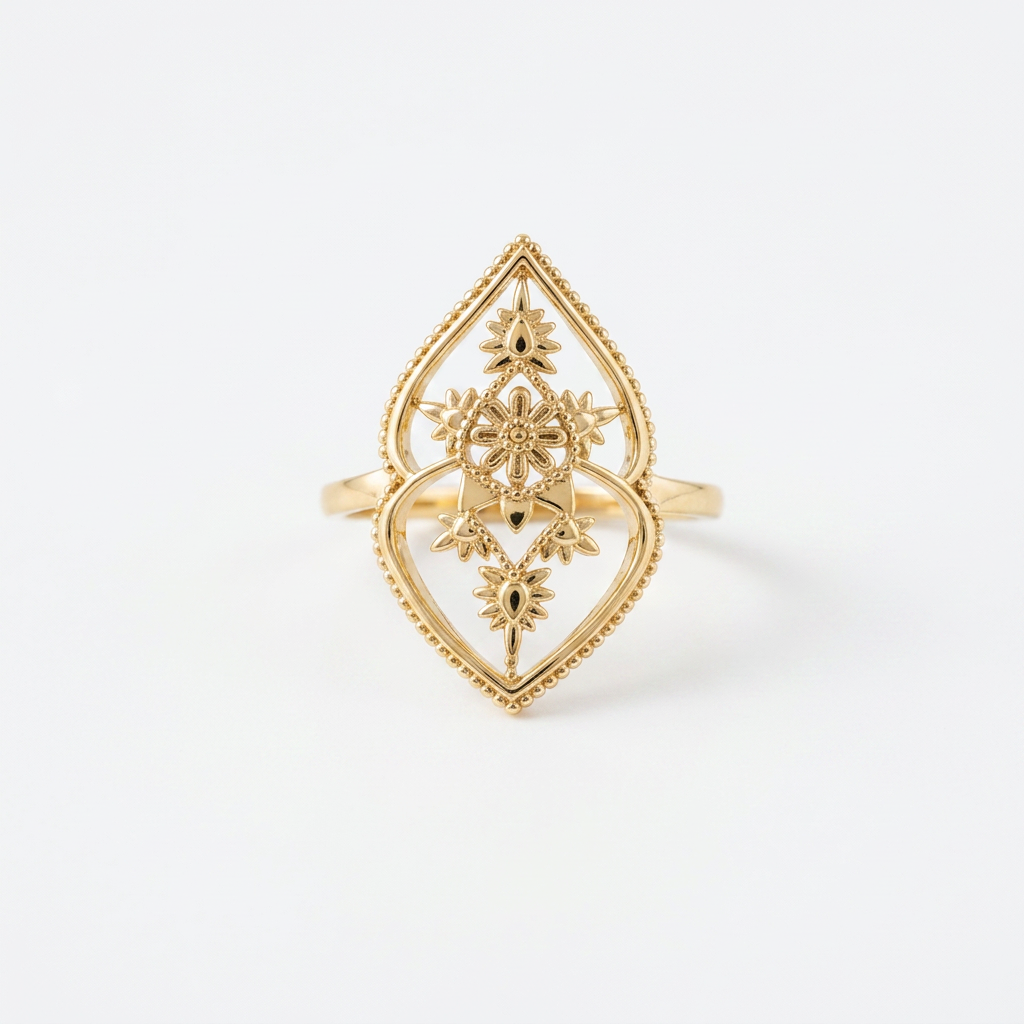 Henna Flower Gold Ring