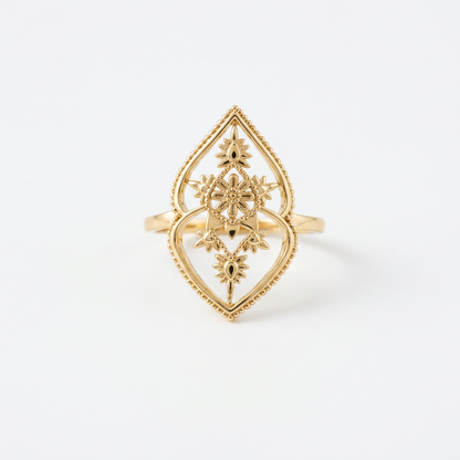 Henna Flower Gold Ring