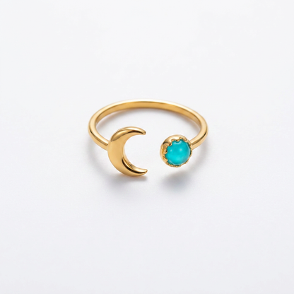 Turquoise Moon Gold Ring