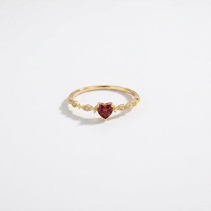 Crystal Heart Gold Ring
