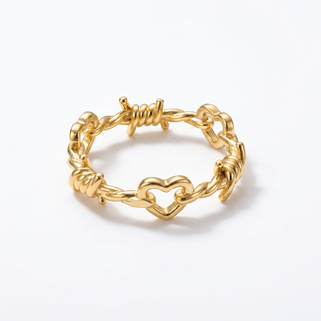 Thorn Heart Gold Ring