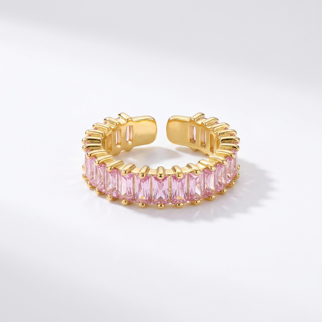 Pink Baguette Gold Ring