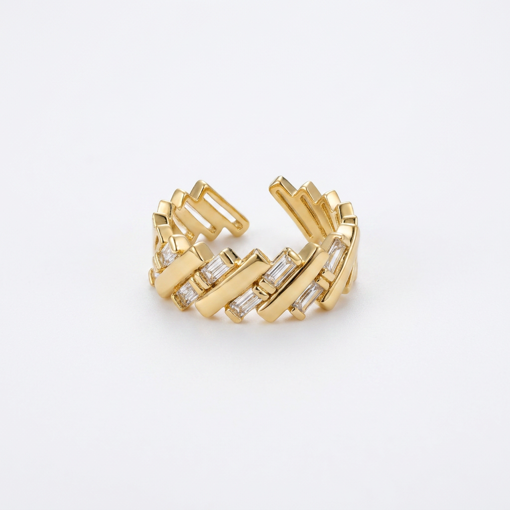 Baguette Crystal Gold Ring