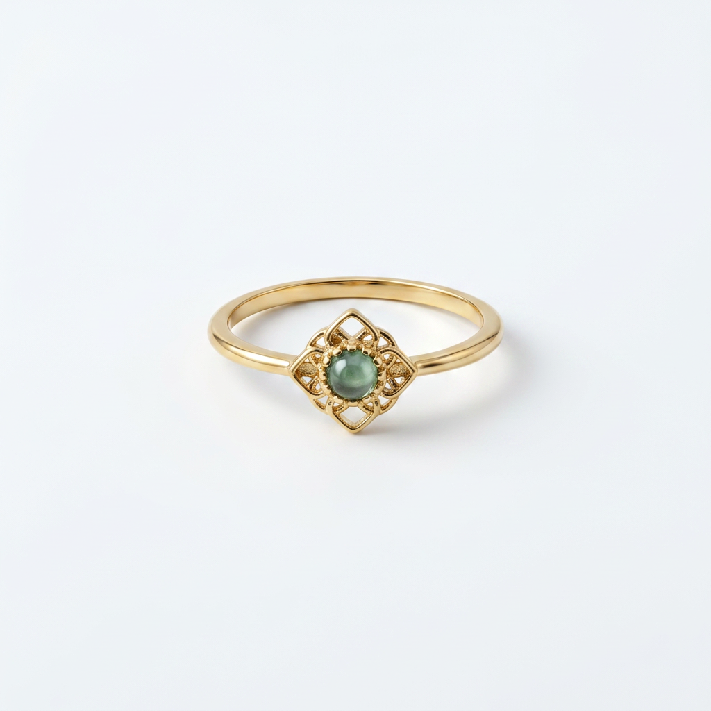 Ornamental Crystal Gold Ring