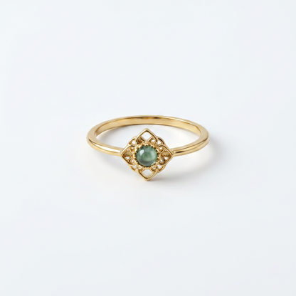 Ornamental Crystal Gold Ring