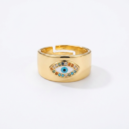Evil Eye Gold Signet Ring