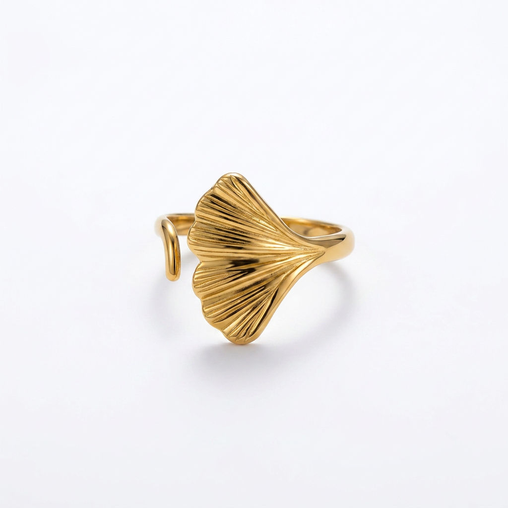 Ginkgo Leaf Gold Ring