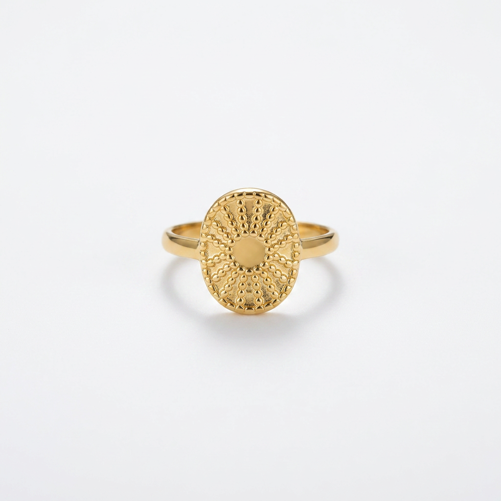 Sun Medallion Gold Ring